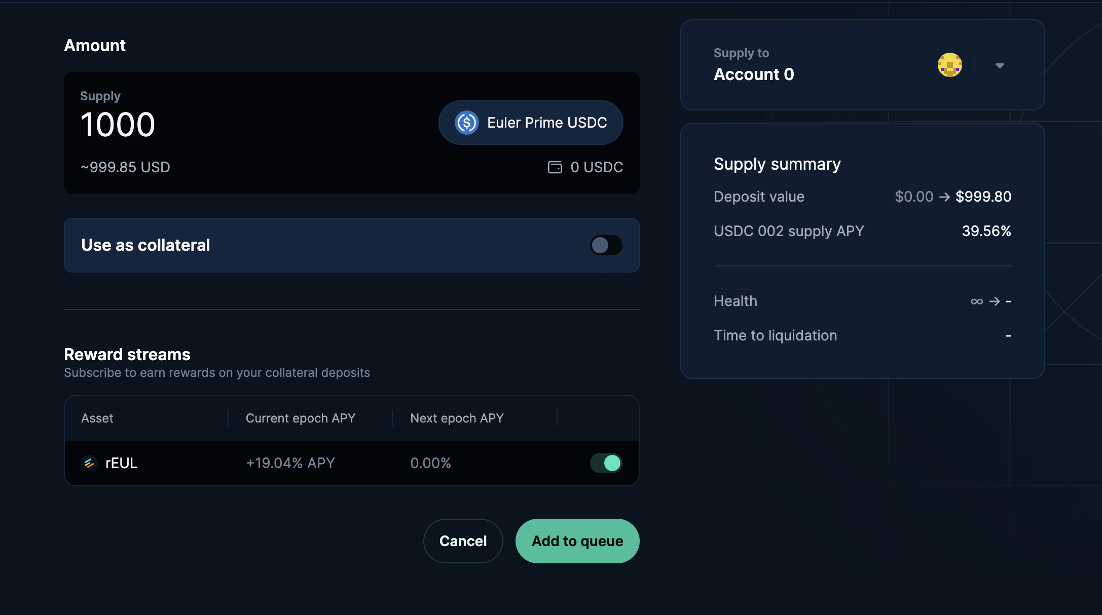 Earn: Supply Page